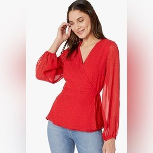 Kensie red wrap top.  Size small.
